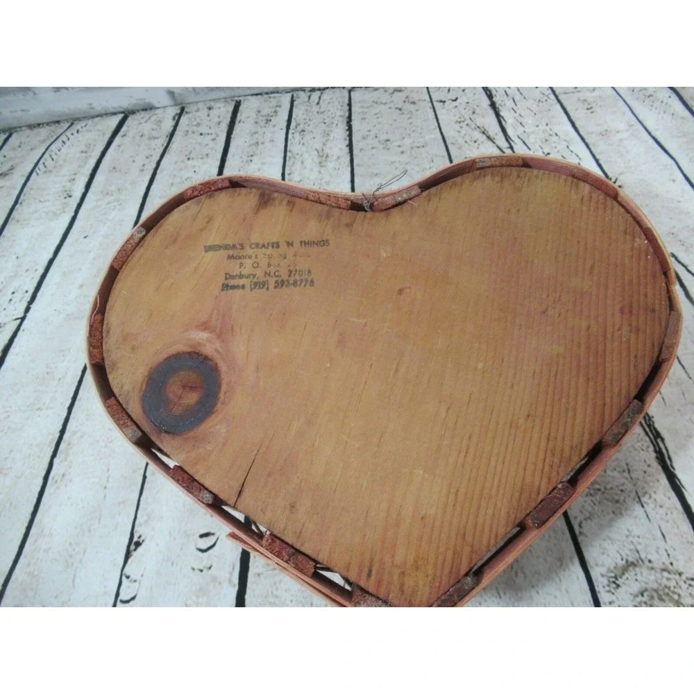 Splint Oak Heart Basket North Carolina Tin Punch birds hearts primitive vintage